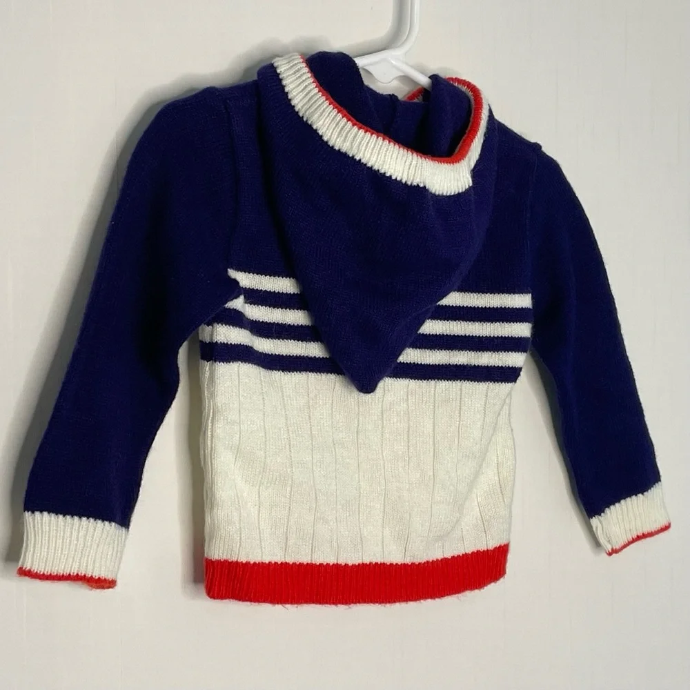 Vintage Kids 100% Acrylic Full Zip Hooded Sweater With String Ties Size 18 M 📍